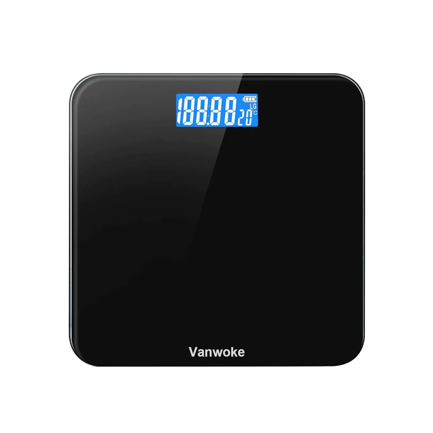 Smart Scale for Body Weight Digital Bathroom Scale with Blue LCD Backlight Display Highly Accurate Body Weight Scale Body Fat Scale Temperature Indication Corner Design 400lbs (Black)