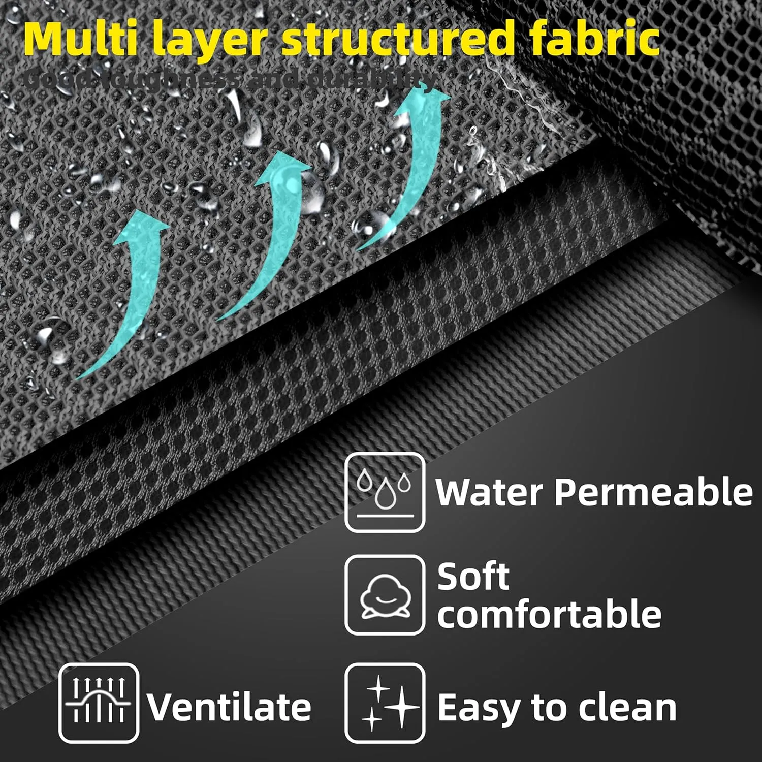 Soft Mesh Elevated Pet Bed for Large Medium Dogs Outdoor Resting Cot with Water-Resistant, Air-Permeable, Cooling and Anti-Skid Portable Dog Bed, Up to 80 lbs,33.3" L x 25.2" W x 6.9" H, Black