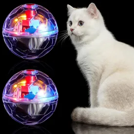 Sratte 2 Pcs Cat Ball Ghost Hunting Light up Cat Balls Toys Motion LED Motion Activated Flash Glowing Lighted Dog Interactive Toys Pet(Clear)