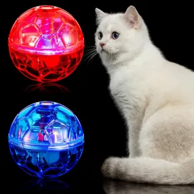 Sratte 2 Pcs Cat Ball Ghost Hunting Light up Cat Balls Toys Motion LED Motion Activated Flash Glowing Lighted Dog Interactive Toys Pet(Rose Red, Light Blue)