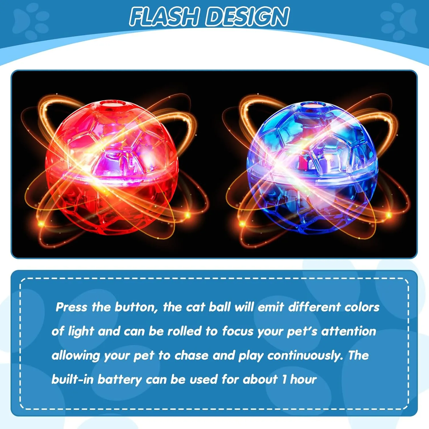 Sratte 2 Pcs Cat Ball Ghost Hunting Light up Cat Balls Toys Motion LED Motion Activated Flash Glowing Lighted Dog Interactive Toys Pet(Rose Red, Light Blue)