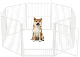 SunsGrove Indoor Dog Playpen with Wider Door, 32 inch 8 Panels Non Slip Dog Pen Indoor, Anti Rust Dog Fence, Free and Safe Play, White