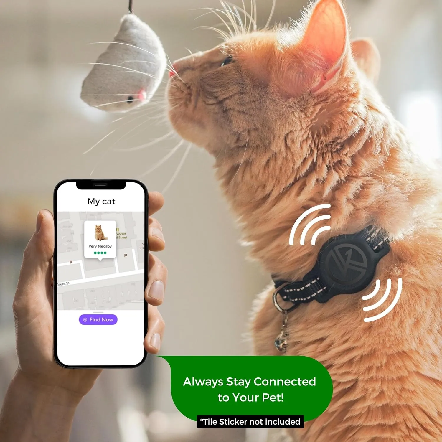 Tile Sticker Holder Cat Tracking Collar (2022) - Breakaway, Reflective Kitten Collar with Tile Sticker Holder and Bell for Girl Boy Cats (Blue)