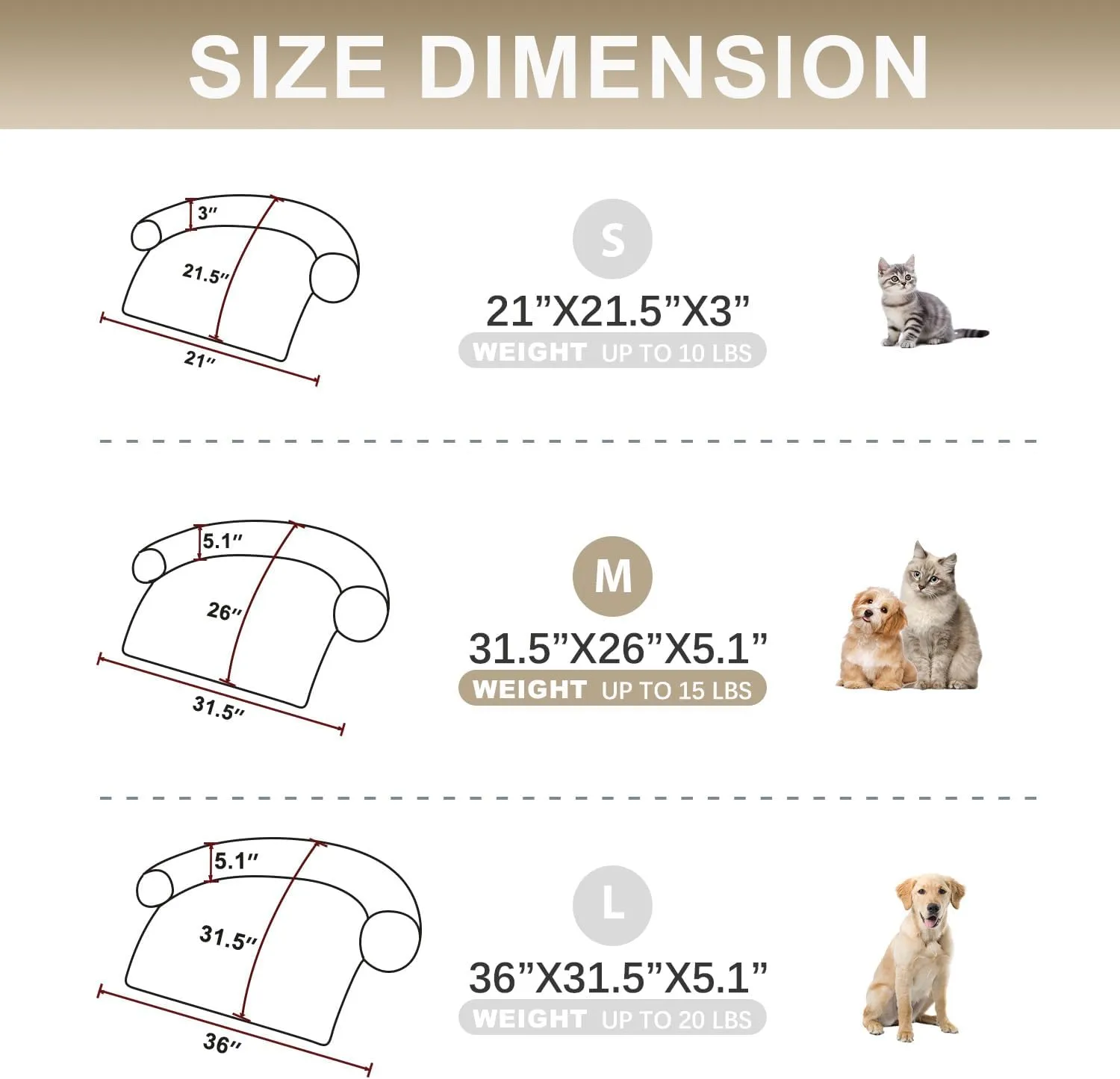 Tinaco Luxurious Calming Dogs/Cats Bed Mats, Washable Removable Couch Cover, Plush Long Fur Mat for Pets, Waterproof Lining, Perfect for Small, Medium and Large Dogs and Cats (Gradient Brown, M)