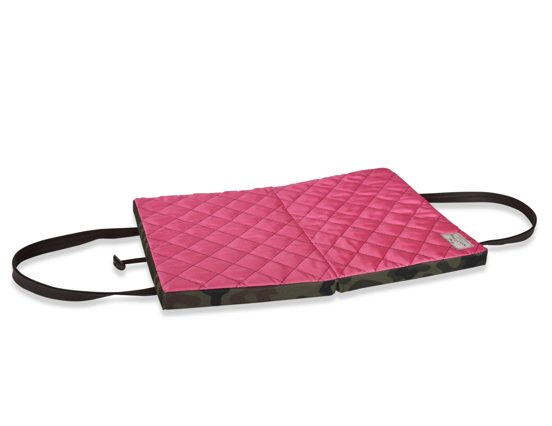 Travel Dog Bed - Camouflage with Quilted Pink Lining
