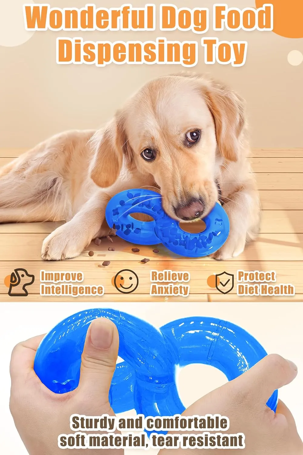 Treat Dispensing Dog Puzzle Toy, Nontoxic Bite Food Ball Slow Feeder, Dog Treat Dispenser, Exercise Game, IQ Training Ball-Feeder (Blue)