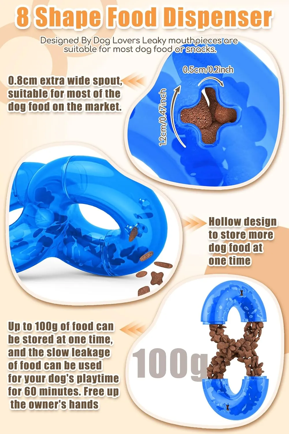 Treat Dispensing Dog Puzzle Toy, Nontoxic Bite Food Ball Slow Feeder, Dog Treat Dispenser, Exercise Game, IQ Training Ball-Feeder (Blue)
