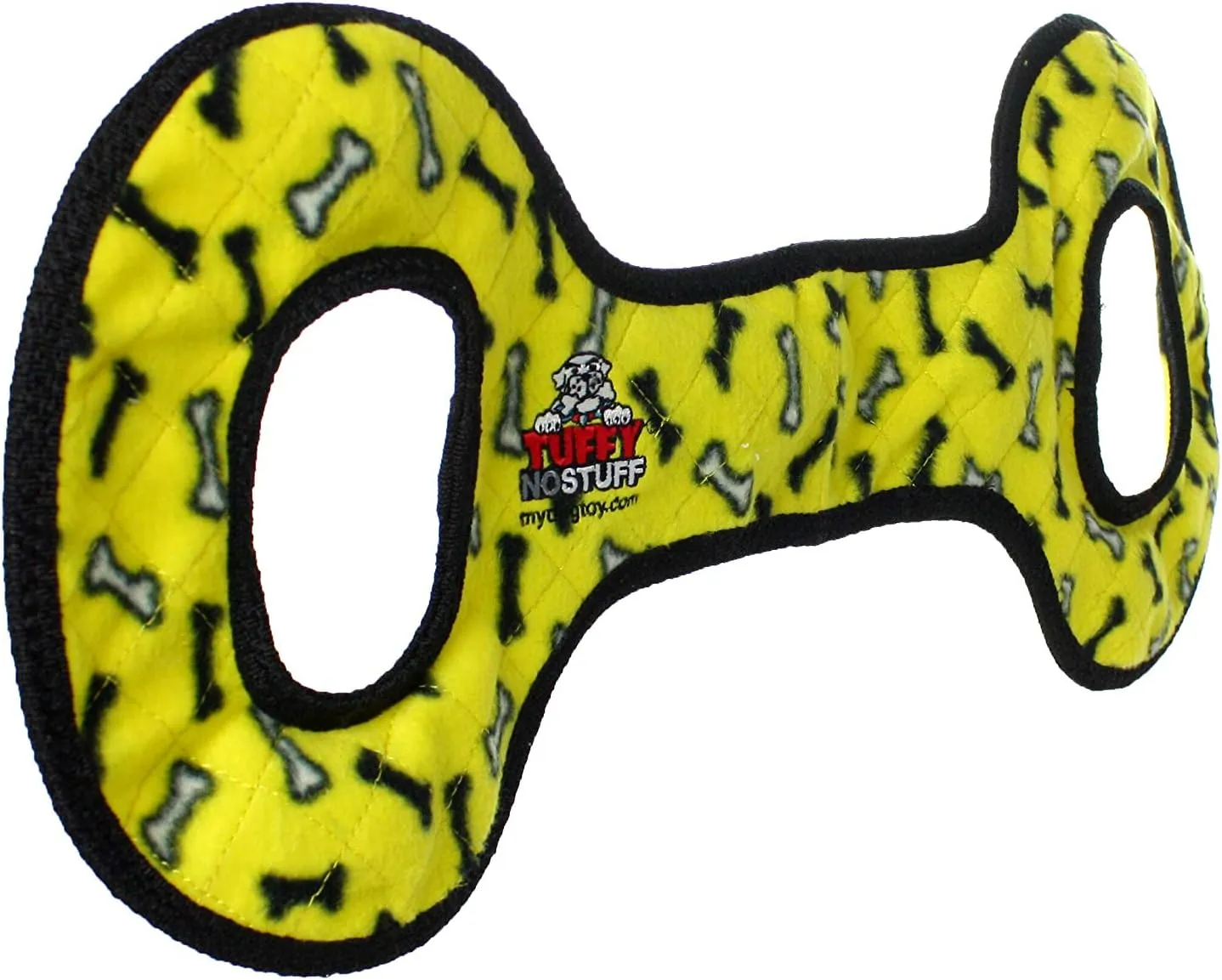 TUFFY -World's Tuffest Soft Dog Toy - NO Stuff Tug-O-War -Squeakers -Multiple Layers. Made Durable, Strong & Tough. Interactive Play (Tug, Toss & Fetch). Machine Washable & Floats (Yellow Bone 2 Pack)