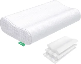 UTTU Cervical Pillow for Neck Strain Relief, Memory Foam Neck Pillow for Sleeping, Adjustable Orthopedic Sandwich Pillow, Contour Cooling for Side Back Stomach Sleeper, King(27.6"15.7"4.7"/3.9")