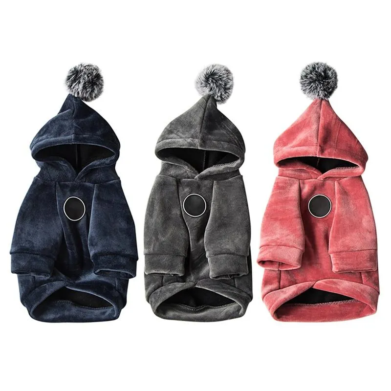 Warm Winter Dog Coat with Pom Pom Hood