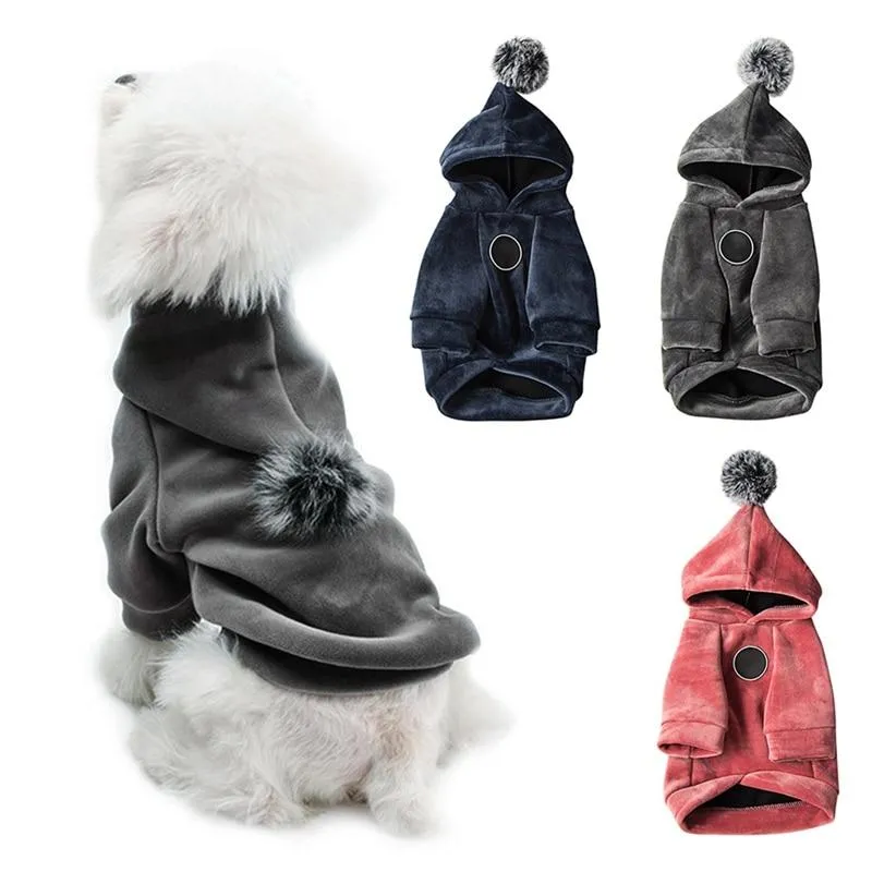 Warm Winter Dog Coat with Pom Pom Hood