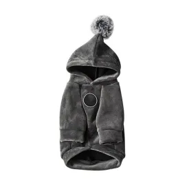 Warm Winter Dog Coat with Pom Pom Hood