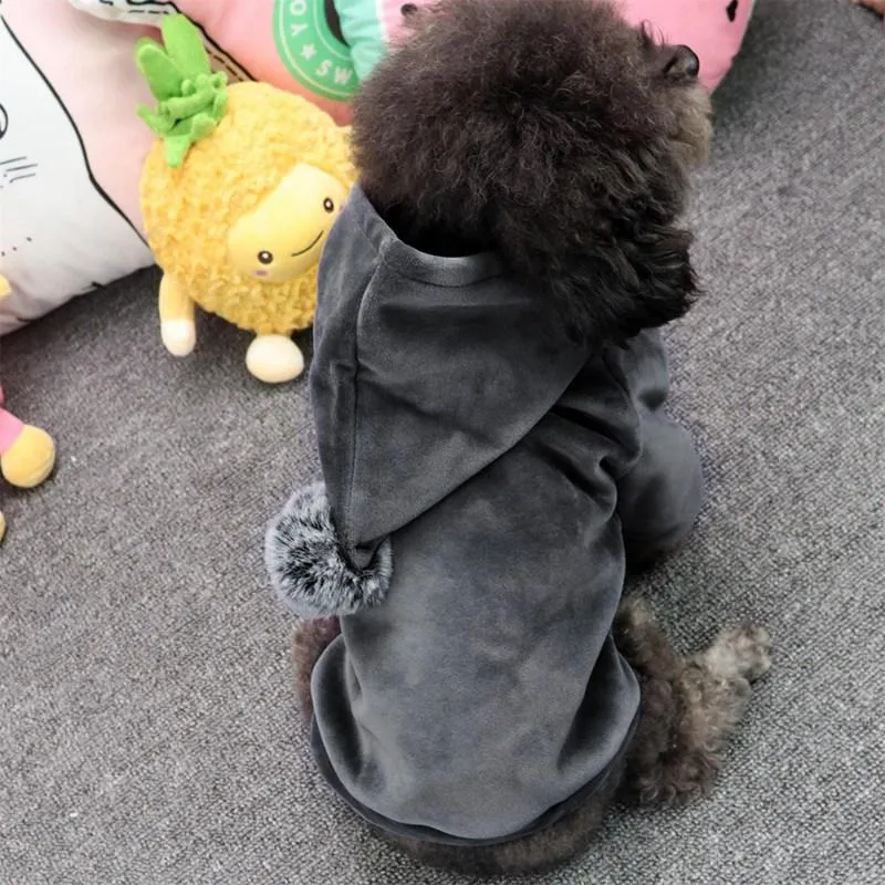 Warm Winter Dog Coat with Pom Pom Hood