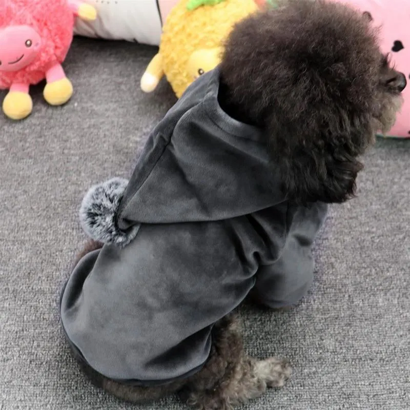 Warm Winter Dog Coat with Pom Pom Hood