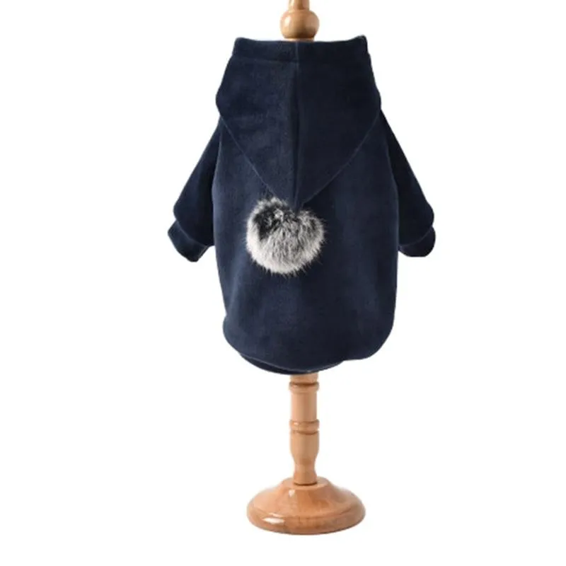 Warm Winter Dog Coat with Pom Pom Hood