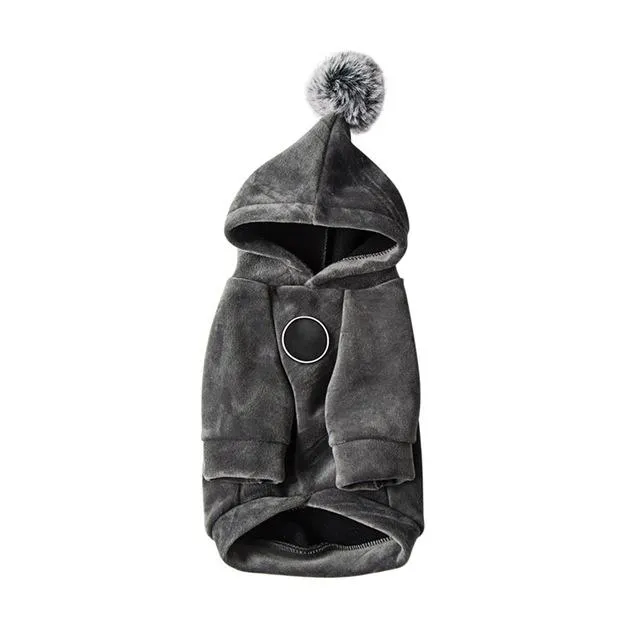Warm Winter Dog Coat with Pom Pom Hood