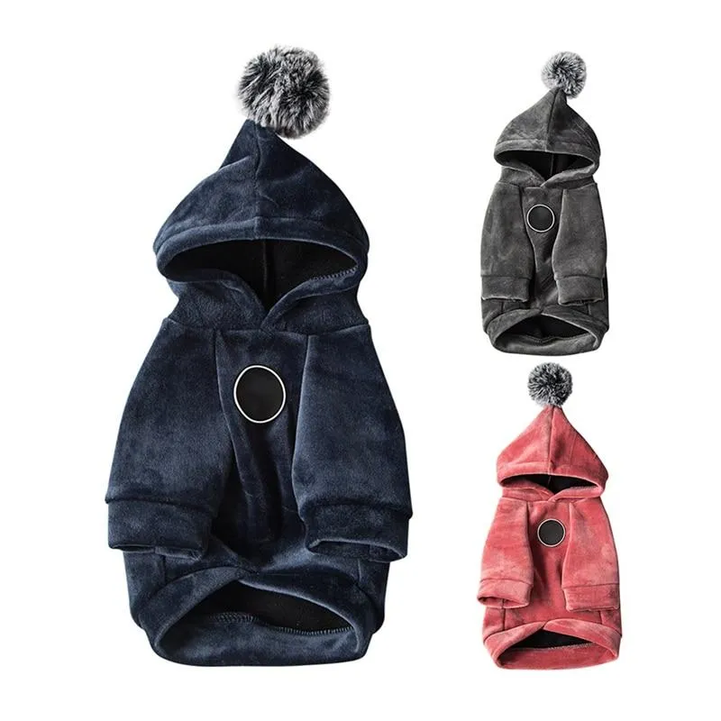 Warm Winter Dog Coat with Pom Pom Hood