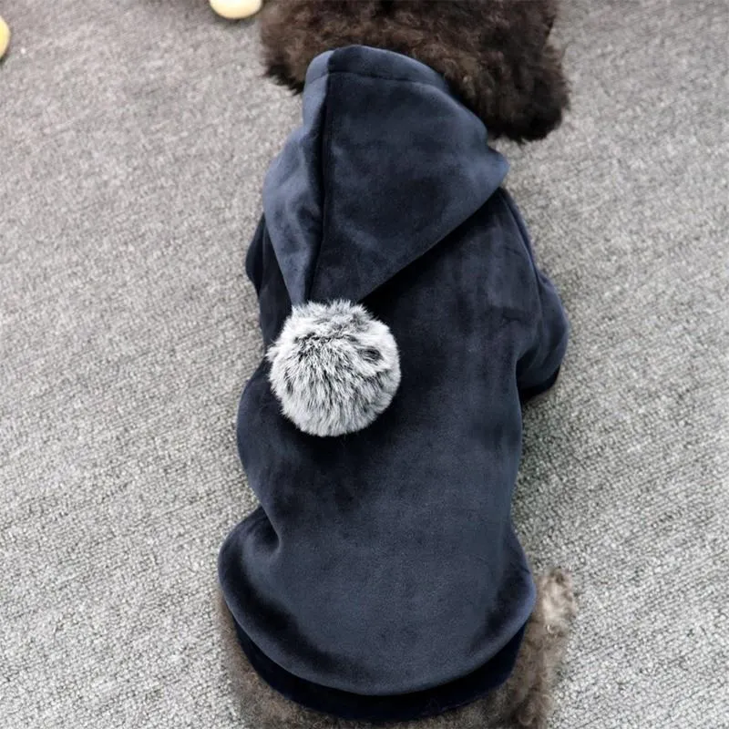 Warm Winter Dog Coat with Pom Pom Hood