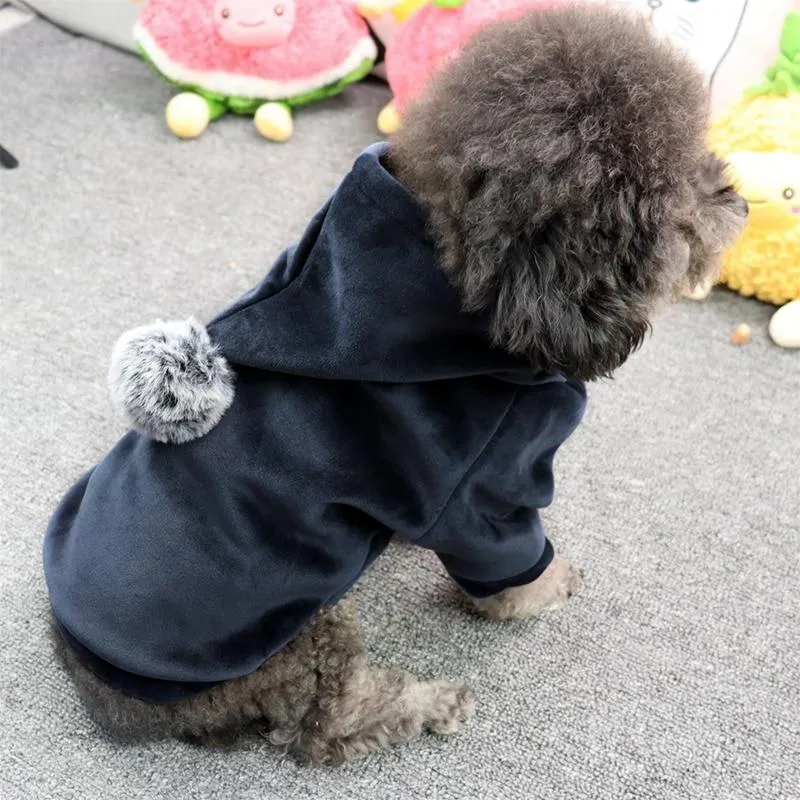 Warm Winter Dog Coat with Pom Pom Hood