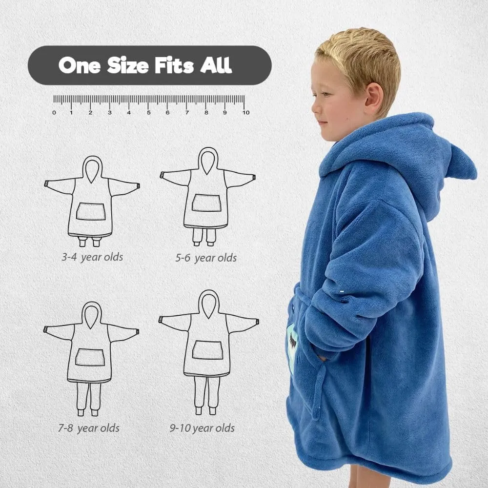 Wearable Blanket Kids 3-10yr, Fun Animal Kids Blanket Hoodie, Hooded Sweatshirt, Oversized Comfy Hoodie Boys, Girls, Toddlers