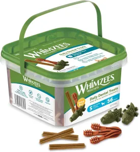 Whimzees Natural Dental Dog Chew Long lasting, Variety Box Mixed Shapes, Small, 56 Pieces