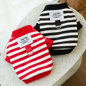 Winter Dog Clothes for Small Dogs | Pet Stripe Cotton Sweatshirt | Warm Puppy Hoodie with D-Ring | Cold Weather Coat | Cat Clothing