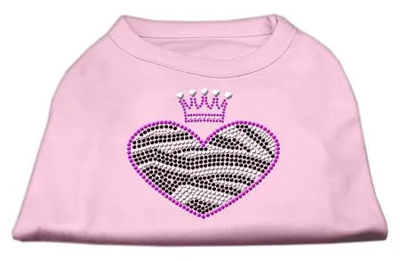 Zebra Heart Rhinestone Dog Shirt Light Pink XXL (18)